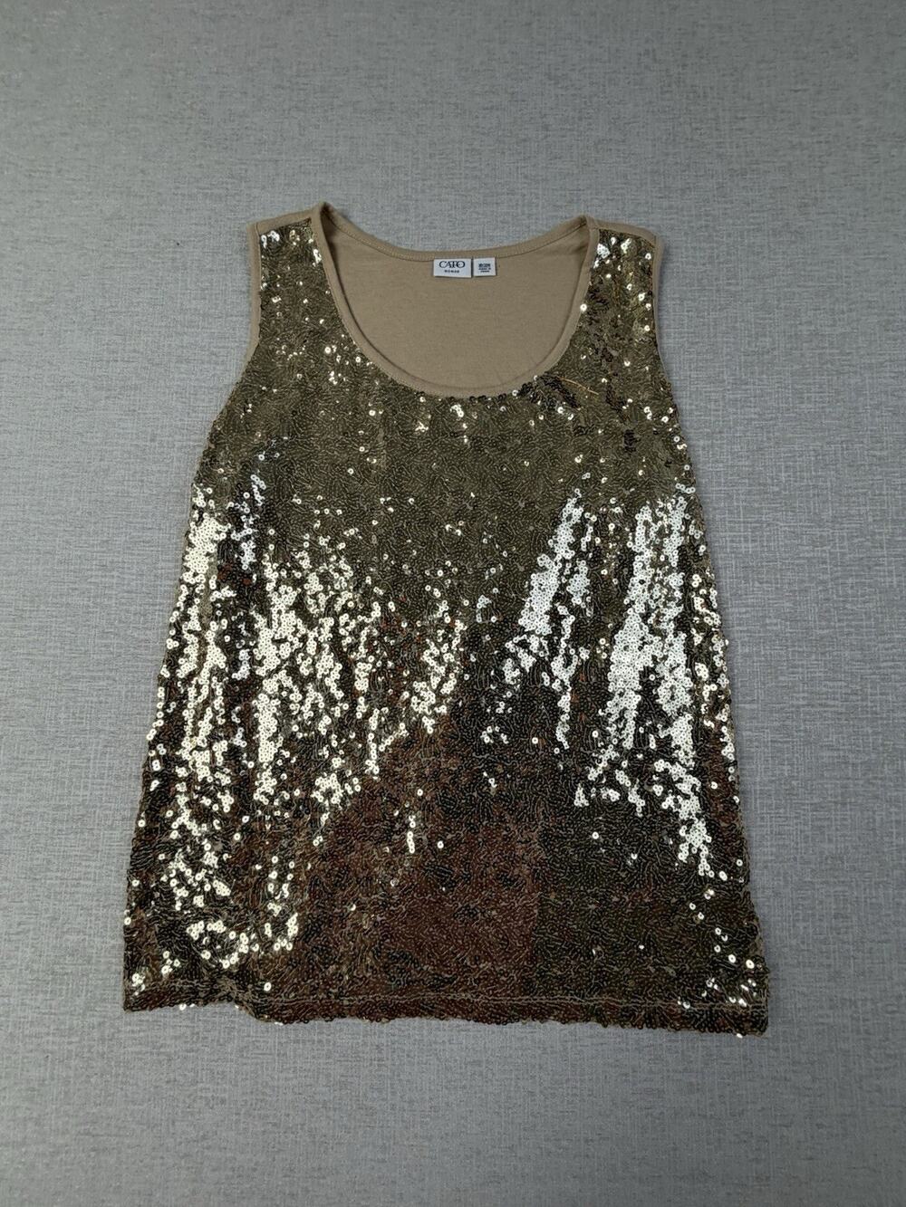 Cato Women’s 18/20W Gold Sequin Front Sleeveless Party Tank Top Plus